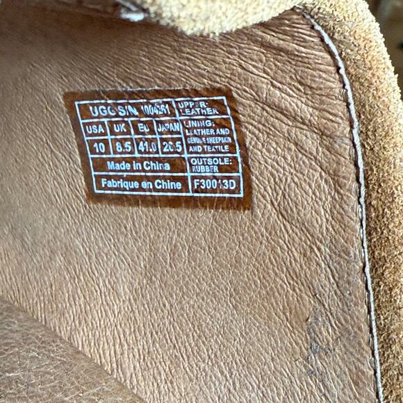 Women's UGG Natural Tan Suede Studded Sheepskin Toe Wedge Clogs Size 10 NEW - Picture 5 of 12